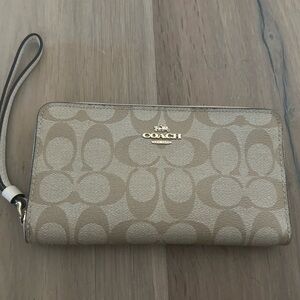 Coach Beige Signature Wristlet